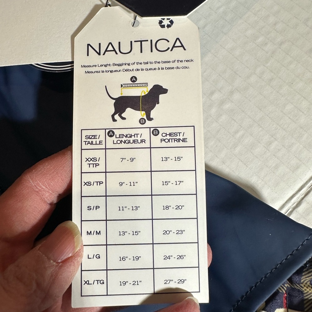 New pet dog Nautica Navy Jacket raincoat with Hood reversible - Picture 3 of 3